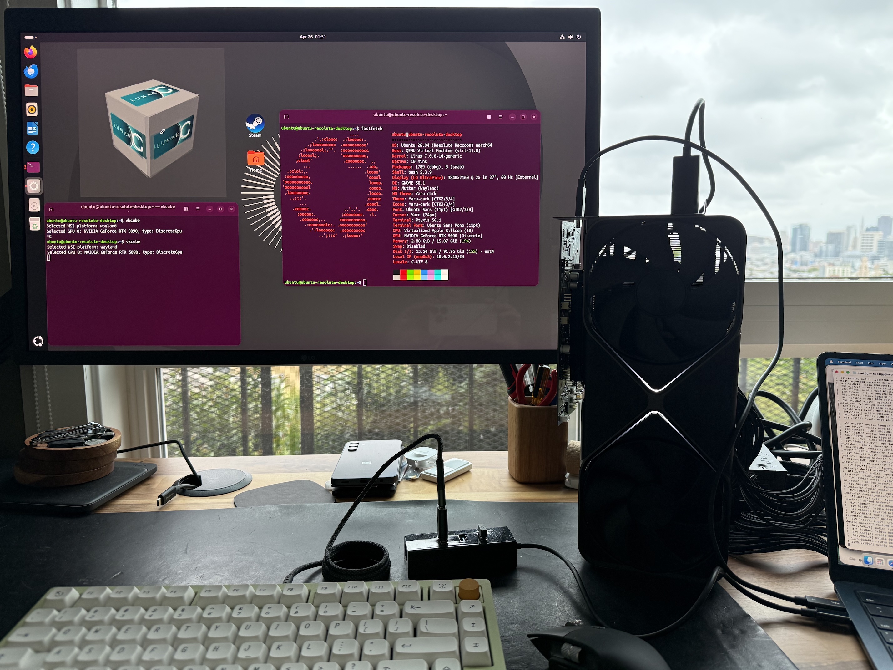 Hero image of a MacBook Air with an eGPU